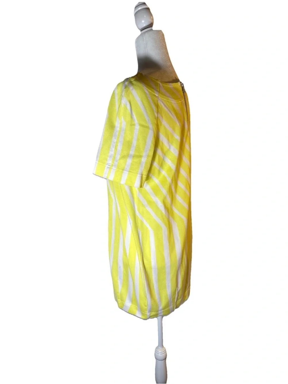 Marimekko Yellow and White Striped Mini Dress Raglan Cotton - S